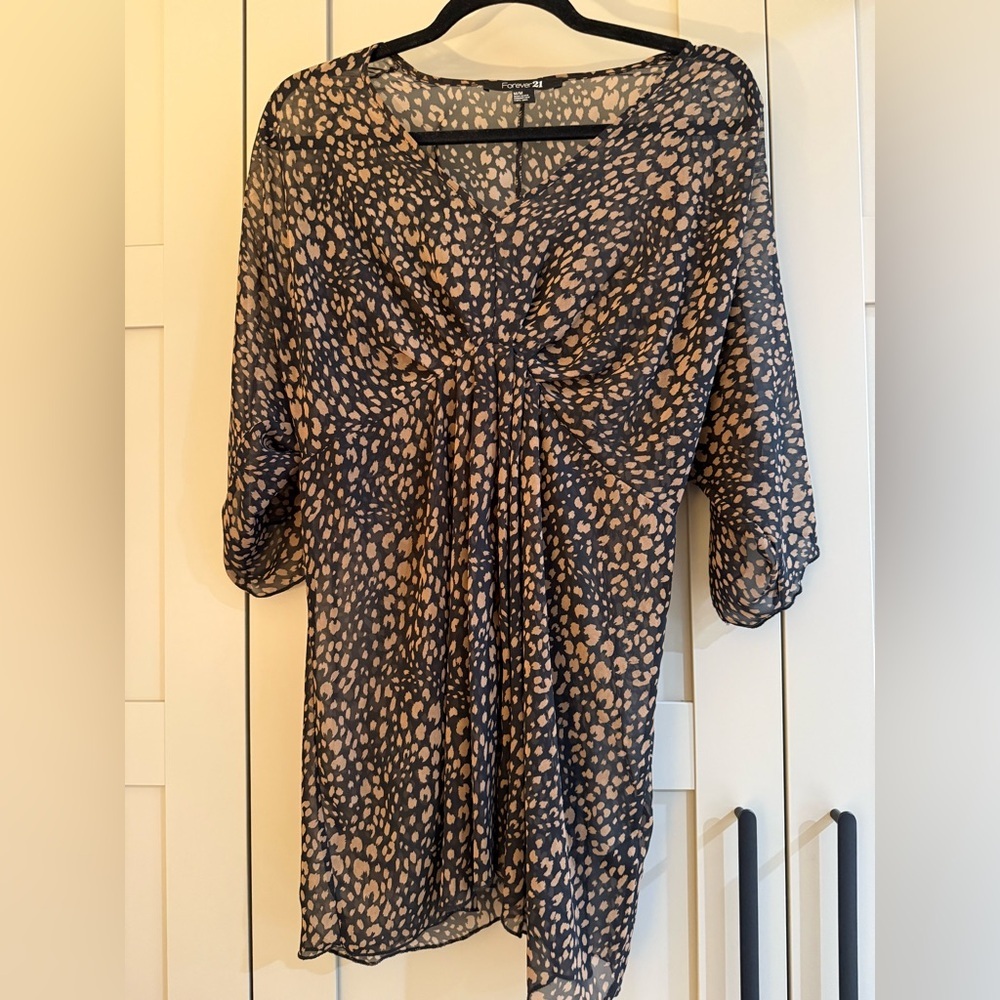 Sheet Black and Brown Animal Print Blouse